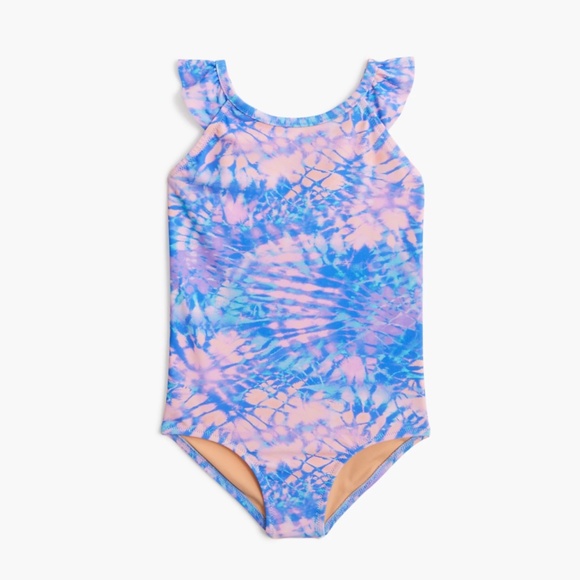New CREWCUTS Girls Size 10 Tie-dye Ruffle-Strap One Piece Swimsuit $59 CH464 - Picture 1 of 4